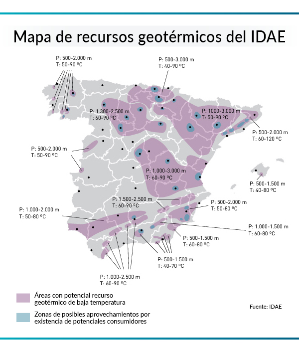Geotermia - mapa de recursos geotermicos de España